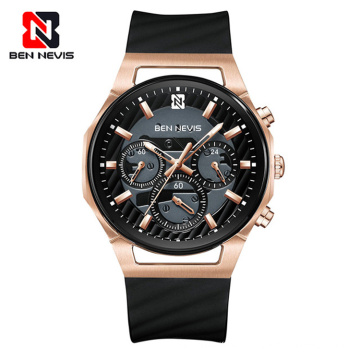 Ben Nevis BN6025G  brand foreign trade popular business curved shell men's multi-functional three eyes real six needle watch man